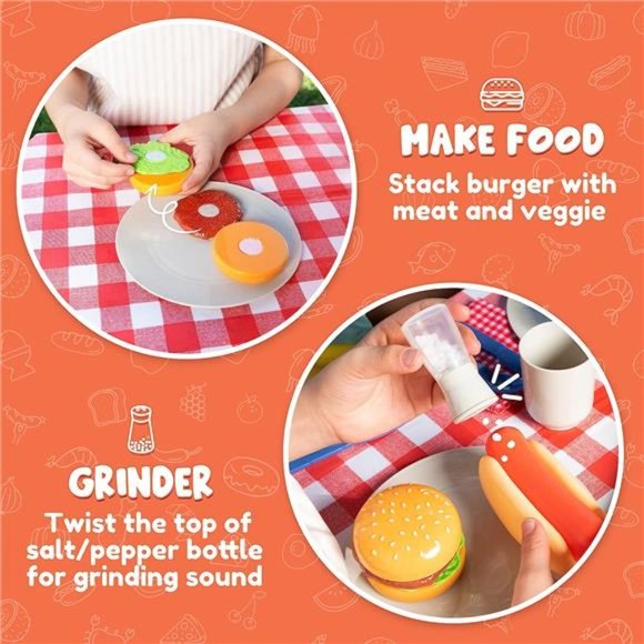 34 PCS Cooking Toy Set, Kitchen Toy Set, Toy BBQ Grill Set, Little Chef Play - Picture 4 of 6